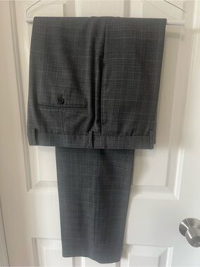 Tommy Hilfiger Charcoal Gray Windowpane Dress Pants
